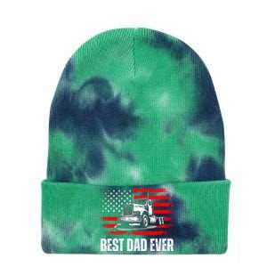 Best Dad Ever Flag Truck Dad Trucker Dad Best Trucking Dad Tie Dye 12in Knit Beanie