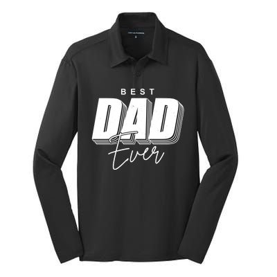 Best Dad Ever Retro Gift Silk Touch Performance Long Sleeve Polo