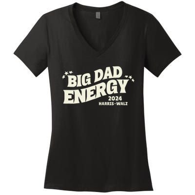 Big Dad Energy Tim Walz Waltz 2024 Women's V-Neck T-Shirt