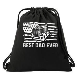 Best Dad Ever Flag Truck Dad Trucker Dad Best Trucking Dad Drawstring Bag