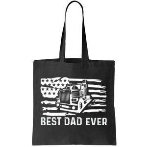 Best Dad Ever Flag Truck Dad Trucker Dad Best Trucking Dad Tote Bag