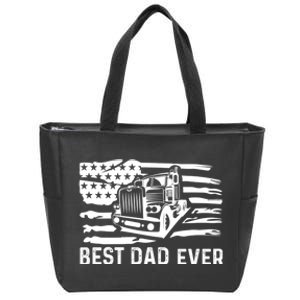 Best Dad Ever Flag Truck Dad Trucker Dad Best Trucking Dad Zip Tote Bag