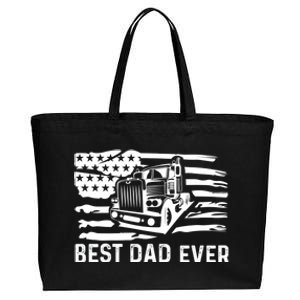 Best Dad Ever Flag Truck Dad Trucker Dad Best Trucking Dad Cotton Canvas Jumbo Tote