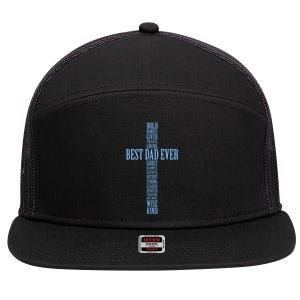 Best Dad Ever Positve Words Cross 7 Panel Mesh Trucker Snapback Hat