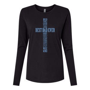 Best Dad Ever Positve Words Cross Womens Cotton Relaxed Long Sleeve T-Shirt