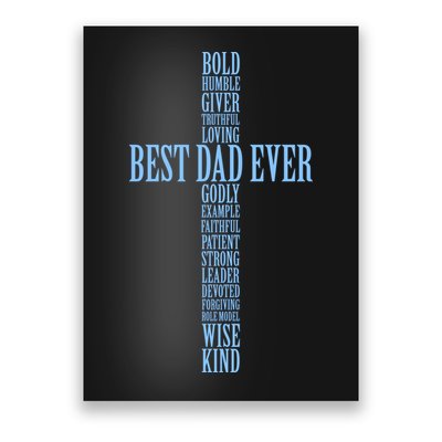 Best Dad Ever Positve Words Cross Poster