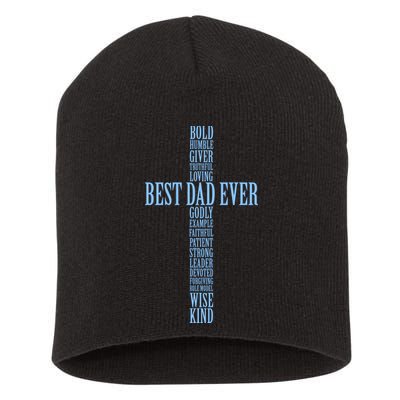 Best Dad Ever Positve Words Cross Short Acrylic Beanie
