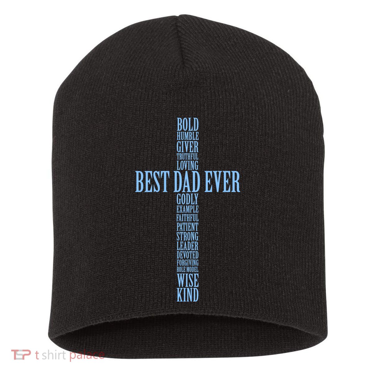 Best Dad Ever Positve Words Cross Short Acrylic Beanie