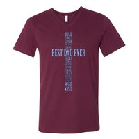 Best Dad Ever Positve Words Cross V-Neck T-Shirt