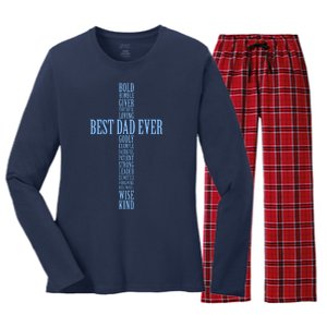 Best Dad Ever Positve Words Cross Women's Long Sleeve Flannel Pajama Set 