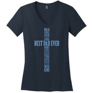 Best Dad Ever Positve Words Cross Women's V-Neck T-Shirt