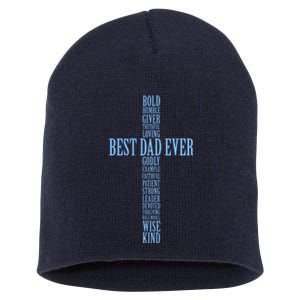 Best Dad Ever Positve Words Cross Short Acrylic Beanie