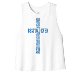 Best Dad Ever Positve Words Cross Women's Racerback Cropped Tank