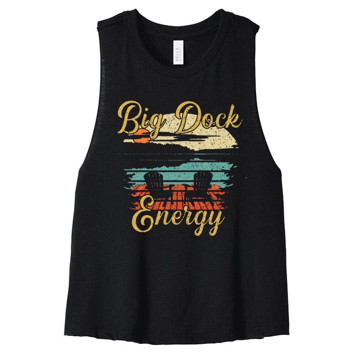 Big Dock Energy Summer Cottage Vacation Lake Life Women's Racerback Cropped Tank