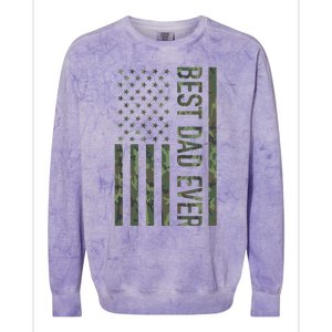 Best Dad Ever American Us Camouflage Flag Gift For Father Gift Colorblast Crewneck Sweatshirt