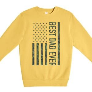 Best Dad Ever American Us Camouflage Flag Gift For Father Gift Premium Crewneck Sweatshirt