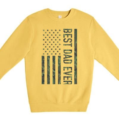 Best Dad Ever American Us Camouflage Flag Gift For Father Gift Premium Crewneck Sweatshirt