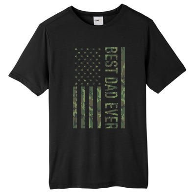 Best Dad Ever American Us Camouflage Flag Gift For Father Gift Tall Fusion ChromaSoft Performance T-Shirt