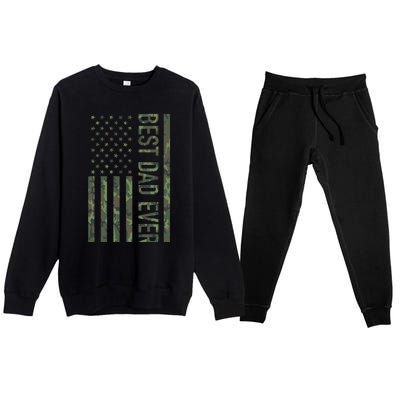 Best Dad Ever American Us Camouflage Flag Gift For Father Gift Premium Crewneck Sweatsuit Set