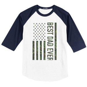 Best Dad Ever American Us Camouflage Flag Gift For Father Gift Baseball Sleeve Shirt