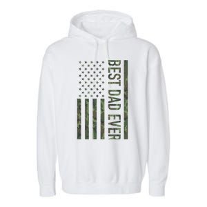 Best Dad Ever American Us Camouflage Flag Gift For Father Gift Garment-Dyed Fleece Hoodie