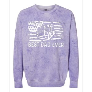 Best Dad Ever Flag truck dad trucker dad best trucking dad Colorblast Crewneck Sweatshirt