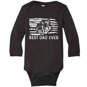 Best Dad Ever Flag truck dad trucker dad best trucking dad Baby Long Sleeve Bodysuit