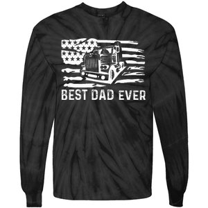 Best Dad Ever Flag truck dad trucker dad best trucking dad Tie-Dye Long Sleeve Shirt