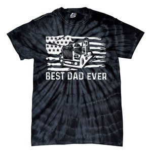 Best Dad Ever Flag truck dad trucker dad best trucking dad Tie-Dye T-Shirt