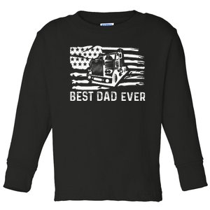 Best Dad Ever Flag truck dad trucker dad best trucking dad Toddler Long Sleeve Shirt