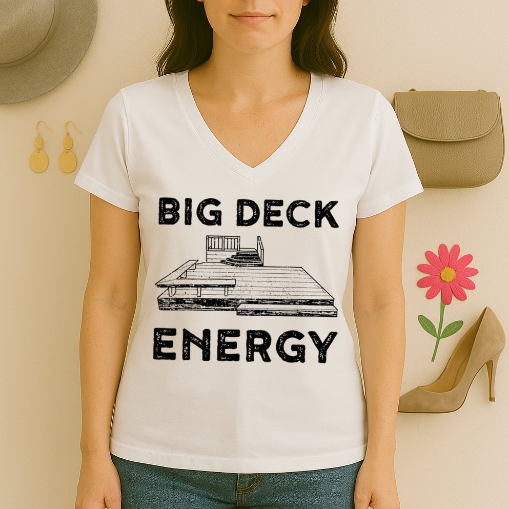 Big Deck Energy Yard Deck Patio Funny Women's V-Neck T-Shirt