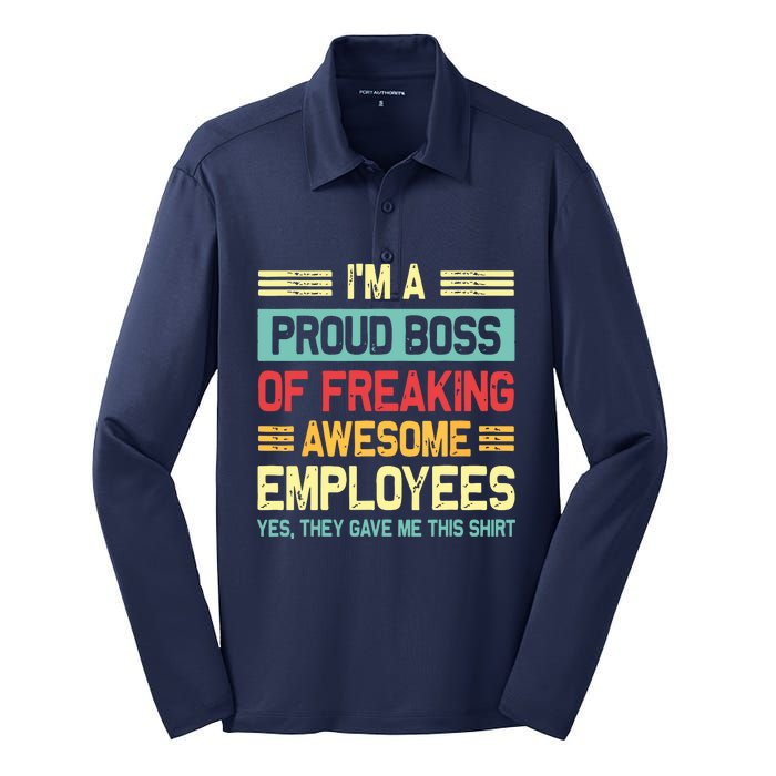 Boss Day Employee Appreciation Office Funny Boss Silk Touch Performance Long Sleeve Polo