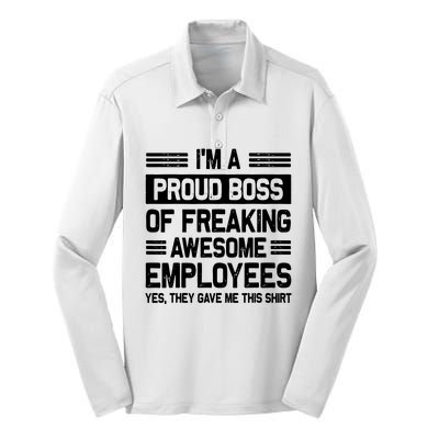 Boss Day Employee Appreciation Office Funny Boss Silk Touch Performance Long Sleeve Polo