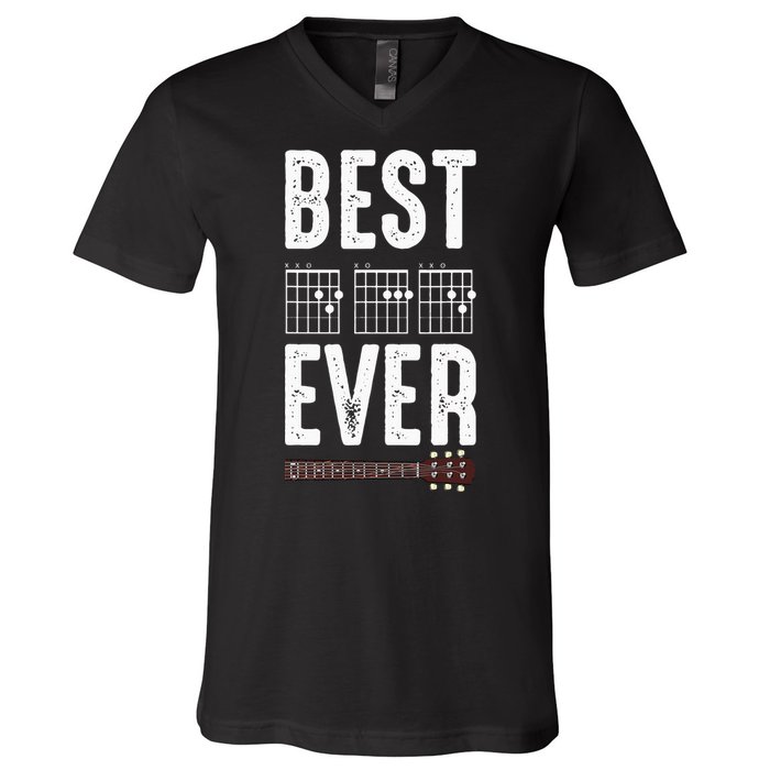 Best Dad Ever Guitarist Daddy Musical Instrument Guitar V-Neck T-Shirt