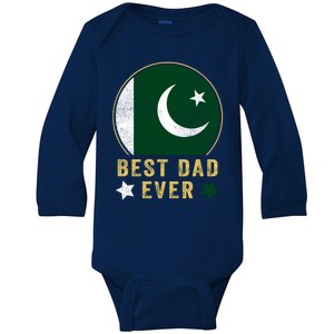 Best Dad Ever Pakistani Father Country Pakistan Flag Cute Gift Baby Long Sleeve Bodysuit