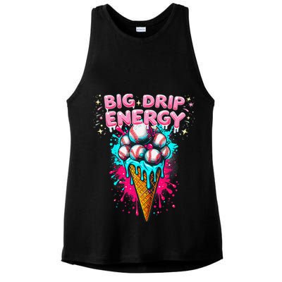 Big Drip Energy Ice Cream Baseball Funny Summer Vibes Ladies PosiCharge Tri-Blend Wicking Tank