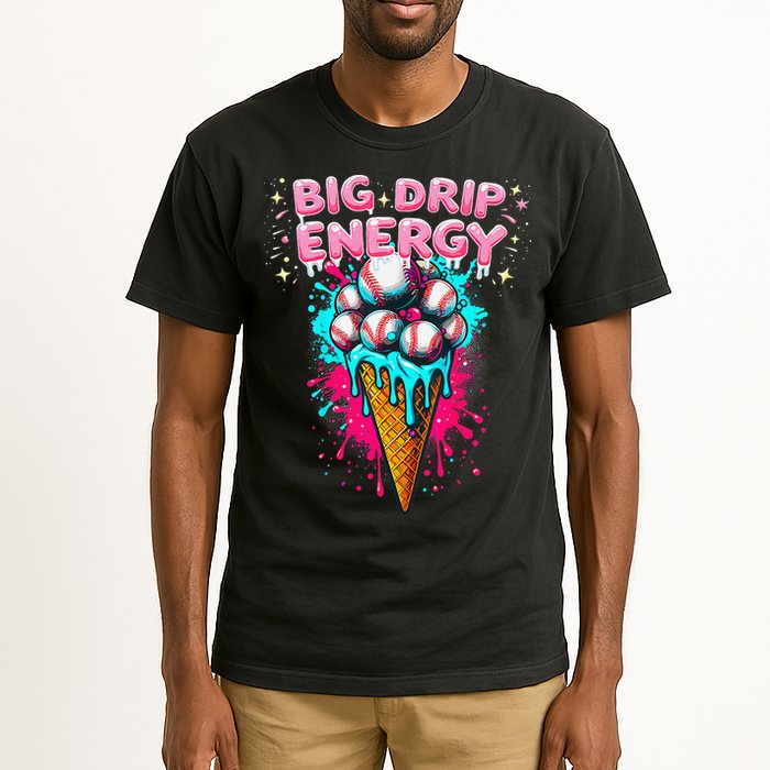 Big Drip Energy Ice Cream Baseball Funny Summer Vibes Tall T-Shirt