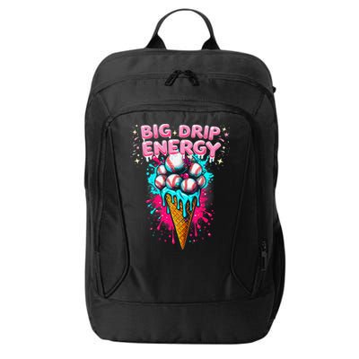 Big Drip Energy Ice Cream Baseball Funny Summer Vibes City Backpack