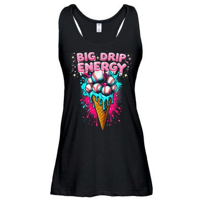 Big Drip Energy Ice Cream Baseball Funny Summer Vibes Ladies Essential Flowy Tank