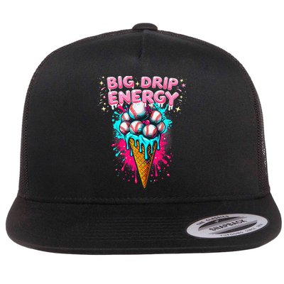 Big Drip Energy Ice Cream Baseball Funny Summer Vibes Flatbill Hat