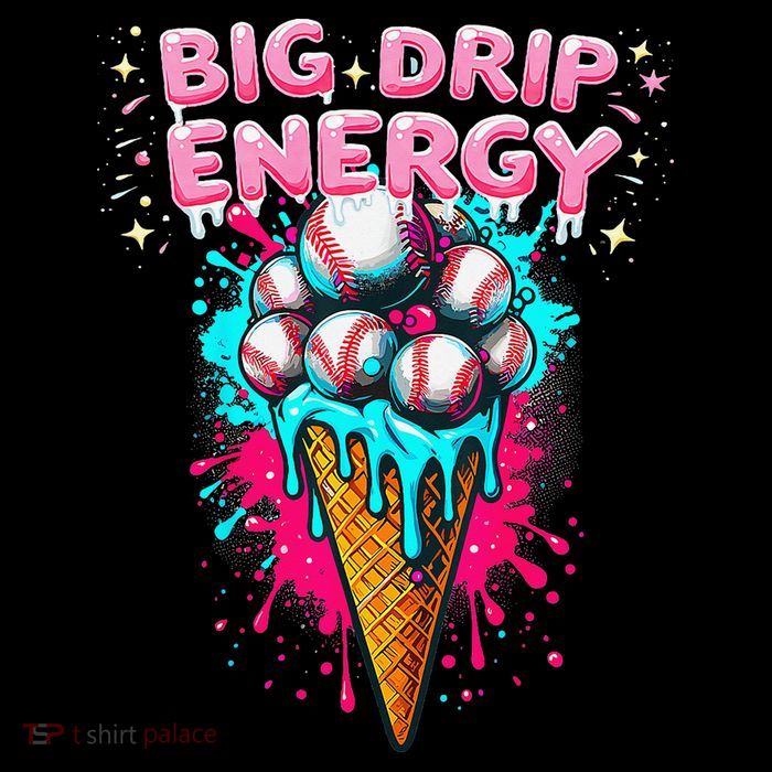 Big Drip Energy Ice Cream Baseball Funny Summer Vibes Flatbill Hat