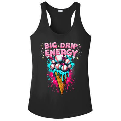 Big Drip Energy Ice Cream Baseball Funny Summer Vibes Ladies PosiCharge Competitor Racerback Tank