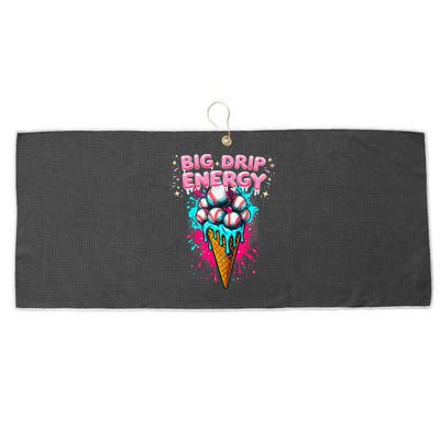 Big Drip Energy Ice Cream Baseball Funny Summer Vibes Large Microfiber Waffle Golf Towel
