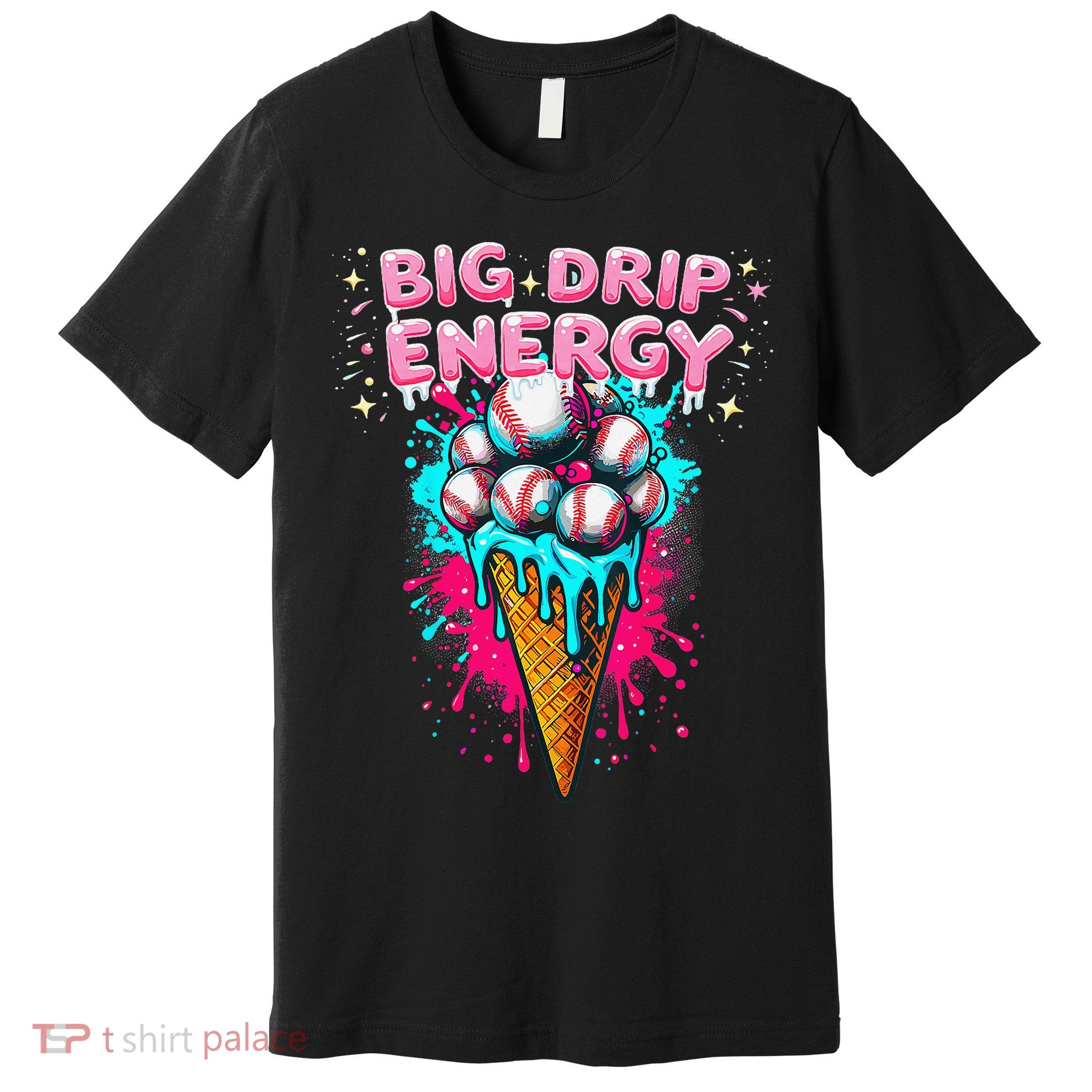 Big Drip Energy Ice Cream Baseball Funny Summer Vibes Premium T-Shirt