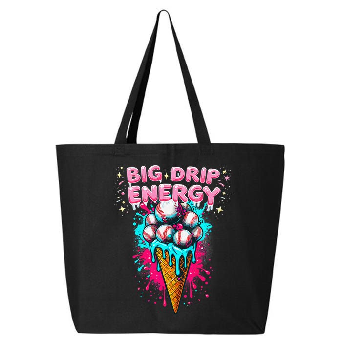 Big Drip Energy Ice Cream Baseball Funny Summer Vibes 25L Jumbo Tote