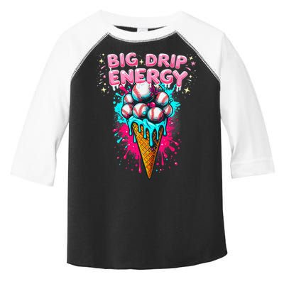 Big Drip Energy Ice Cream Baseball Funny Summer Vibes Toddler Fine Jersey T-Shirt