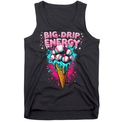 Big Drip Energy Ice Cream Baseball Funny Summer Vibes Tank Top