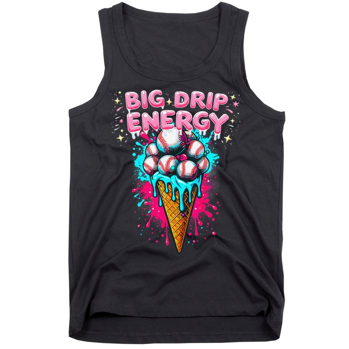 Big Drip Energy Ice Cream Baseball Funny Summer Vibes Tank Top
