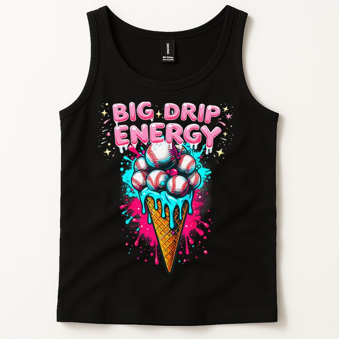 Big Drip Energy Ice Cream Baseball Funny Summer Vibes Tank Top