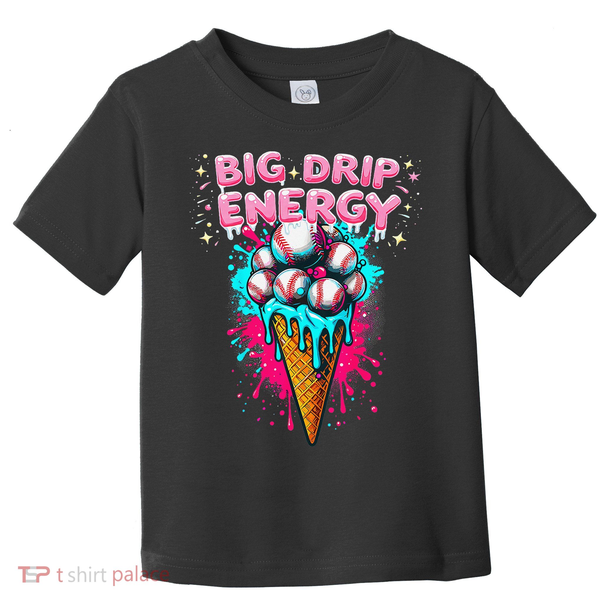 Big Drip Energy Ice Cream Baseball Funny Summer Vibes Toddler T-Shirt